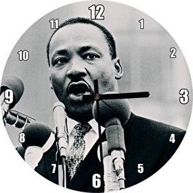 Cakatablo Martin Luther King ve Mikrofonlar Siyah Beyaz Duvar Saati