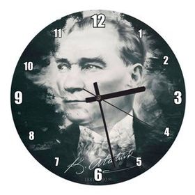 Cakatablo Mustafa Kemal Atatürk Portresi Ve İmzası Görseli Duvar Saati