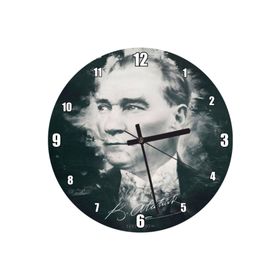 Cakatablo Mustafa Kemal Atatürk Portresi Ve İmzası Görseli Duvar Saati