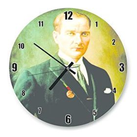 Cakatablo Mustafa Kemal Atatürk Portresi Ve İmzası Görseli Duvar Saati