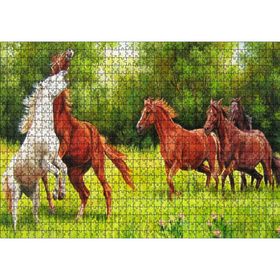 Cakatablo Özgür Atlar Ormanda Görseli 1000 Parça Puzzle