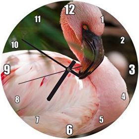 Cakatablo Pembeli Beyazlı Amerikan Flamingosu Görseli Duvar Saati