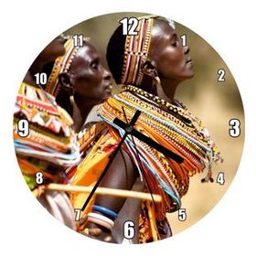 Cakatablo Rengarenk Yerel Giysileriyle Afrikalı Kadınlar Duvar Saati