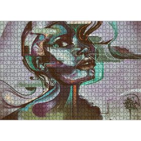 Cakatablo Renkli Siyahi Kadın Portre Duvar Boyama 1000 Parça Puzzle