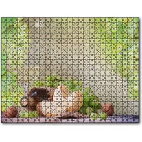 Cakatablo Şarap Üzüm Ceviz Peynir Görseli 120 Parça Puzzle