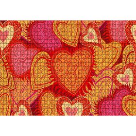 Cakatablo Sarı Kırmızı Kalpler Çizim 1000 Parça Puzzle