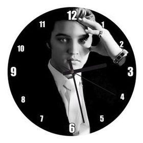 Cakatablo Siyah Arkaplan Elvis Presley Portre Duvar Saati