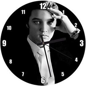 Cakatablo Siyah Arkaplan Elvis Presley Portre Duvar Saati