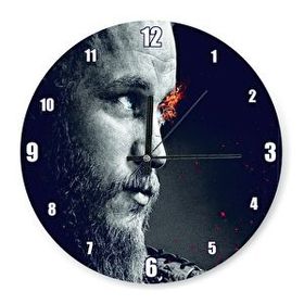 Cakatablo Vikingler Ragnar Karanlık Arkaplan Duvar Saati