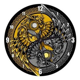 Cakatablo Yin Yang Baykuş Duvar Saati