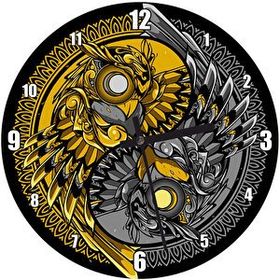 Cakatablo Yin Yang Baykuş Duvar Saati