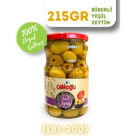 Çalıkoğlu 215 gr 181-200 Doğal Biberli Yeşil Zeytin