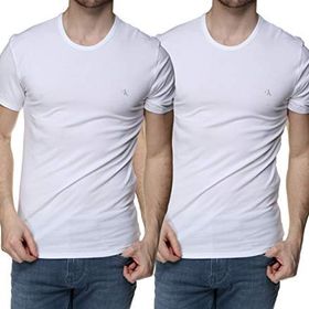 Calvin Klein 000NB1542A Beyaz 2'li Erkek Kısa Kol Yuvarlak Yaka T-Shirt
