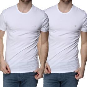 Calvin Klein Beyaz Kol Yuvarlak Yaka Kısa 2'li Erkek T-shirt