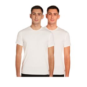Calvin Klein Beyaz Kol Yuvarlak Yaka Kısa 2'li Erkek T-shirt