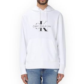 Calvin Klein Disrupted Outline Monologo Hoody Beyaz Erkek Sweatshirt
