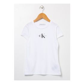 Calvin Klein IG0IG01470 Düz Beyaz Kız Çocuk T-Shirt