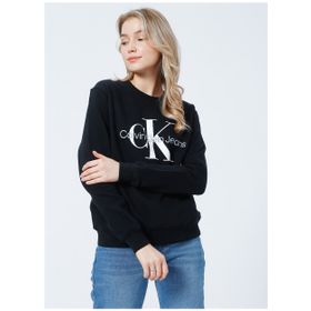 Calvin Klein J20J219140BEH Bisiklet Yaka Normal Kalıp Siyah Kadın Sweatshirt