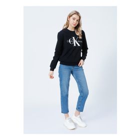 Calvin Klein J20J219140BEH Bisiklet Yaka Normal Kalıp Siyah Kadın Sweatshirt