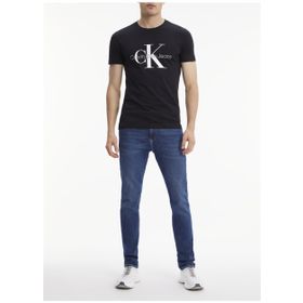 Calvin Klein J30J320935-BEH Core Monogram Bisiklet Yaka Slim Fit Düz Siyah Erkek T-Shirt