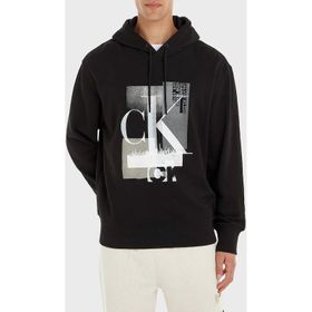 Calvin Klein J30J324310 Connected Layer Landscape Hoodie Siyah Erkek Sweatshirt