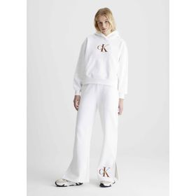 Calvin Klein Jeans J20J221953YAF Kapüşon Yaka Beyaz Kadın Sweatshirt