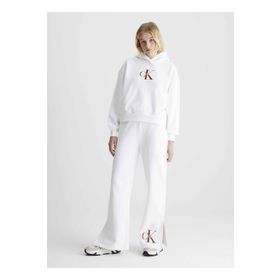 Calvin Klein Jeans J20J221953YAF Kapüşon Yaka Beyaz Kadın Sweatshirt