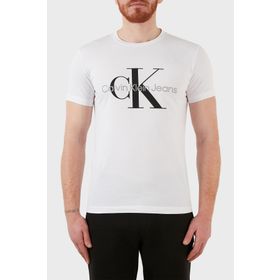 Calvin Klein Jeans J30J320935-YAF CORE MONOGRAM Beyaz Erkek Bisiklet Yaka Düz T-shirt