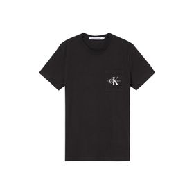 Calvin Klein Jeans J30J320936-BEH Core Monogram Pocket Siyah Erkek Bisiklet Yaka Düz T-Shirt