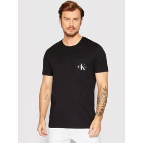 Calvin Klein Jeans J30J320936-BEH Core Monogram Pocket Siyah Erkek Bisiklet Yaka Düz T-Shirt