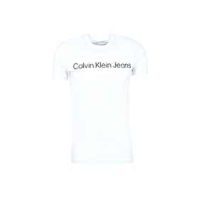 Calvin Klein Jeans J30J322552YAF Bisiklet Yaka Baskılı Beyaz Erkek T-Shirt
