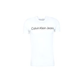 Calvin Klein Jeans J30J322552YAF Bisiklet Yaka Baskılı Beyaz Erkek T-Shirt