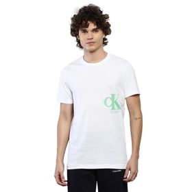 Calvin Klein Jeans J30J322875YAF_CK SPRAY TEE Bisiklet Yaka Baskılı Beyaz Erkek T-shirt