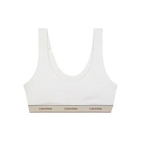 Calvin Klein LV00QF8365 Logolu Elastik Bantlı Beyaz Bralette Sütyen