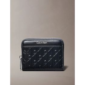 Calvin Klein LV04F1081G-UB1 Amblemli Tamamı Baskılı Kabartmalı Fermuarlı Kadın Siyah Cüzdan