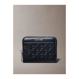 Calvin Klein LV04F1081G-UB1 Amblemli Tamamı Baskılı Kabartmalı Fermuarlı Kadın Siyah Cüzdan