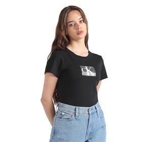 Calvin Klein Sequin Slim Tee Siyah Kadın T-shirt
