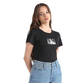 Calvin Klein Sequin Slim Tee Siyah Kadın T-shirt