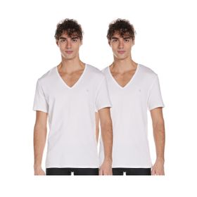 Calvin Klein V Yaka 2'li S Beyaz Erkek T-Shirt