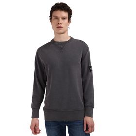 Calvin Klein Washed Badge Crew Neck Gri Erkek Sweatshirt