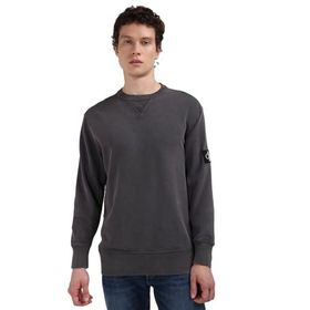 Calvin Klein Washed Badge Crew Neck Gri Erkek Sweatshirt