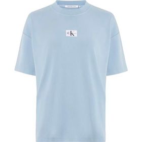 Calvin Klein Washed Rib Label Boyfriend Tee Mavi Kadın T-shirt