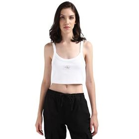 Calvin Klein Woven Label Rib Bralette Beyaz Kadın T-shirt