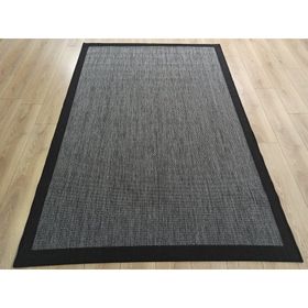 Çam Halı 9714 Gri Siyah 100x200 cm Bordürlü Jüt Sisal Kilim
