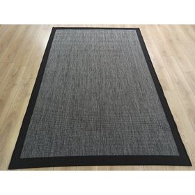 Çam Halı 9714 Gri Siyah 100x300 cm Bordürlü Jüt Sisal Kilim