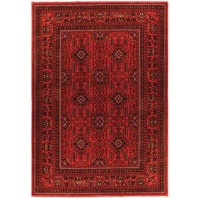Çam Halı Bambos Plus 902 Kırmızı Yün ve Bambu ile Desenli El Özel Tezgahlarda Üretilen Afgan Halısı