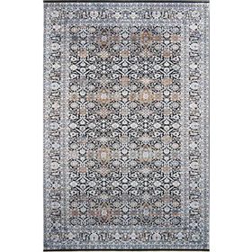 Çam Halı Buhara 3502 Siyah Romans Halı Eskitme Desenli Makine Halısı