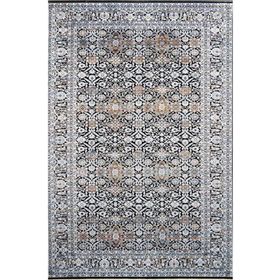 Çam Halı Buhara 3502 Siyah Romans Halı Eskitme Desenli Makine Halısı