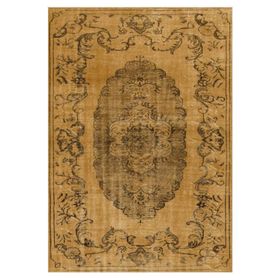 Çam Halı Gloria TD13104 Sarı Vintage Eskitme Desen Dokuma Saçaklı Kilim