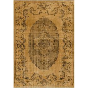 Çam Halı Gloria TD13104 Sarı Vintage Eskitme Desen Dokuma Saçaklı Kilim
